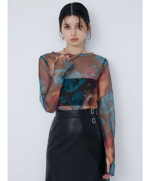 ペイントチュールトップス【WEB限定】（Tシャツ/カットソー