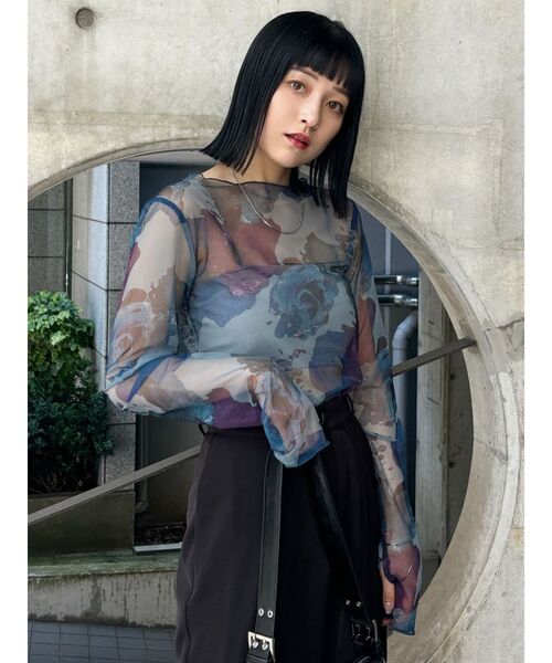 MURUA ペイントチュールトップス ペイントチュールトップス【WEB限定】(Tシャツ/カットソー