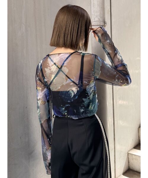 MURUA(ムルーア)の「ペイントチュールトップス【WEB限定】(Tシャツ/カットソー・レディース・ホワイト/ブラック/グレー/ブラウン・FREE)」の17枚目の写真