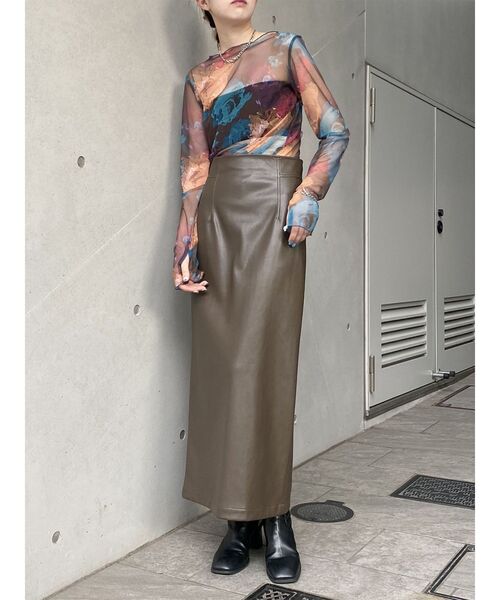 MURUA(ムルーア)の「ペイントチュールトップス【WEB限定】(Tシャツ/カットソー・レディース・ホワイト/ブラック/グレー/ブラウン・FREE)」の20枚目の写真