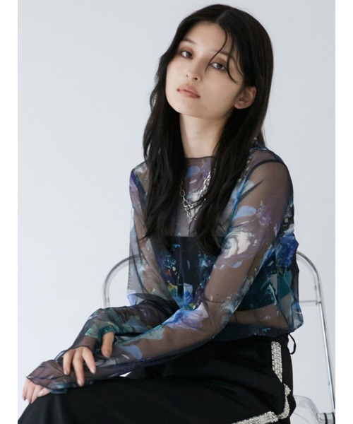 MURUA ペイントチュールトップス ペイントチュールトップス【WEB限定】（Tシャツ/カットソー