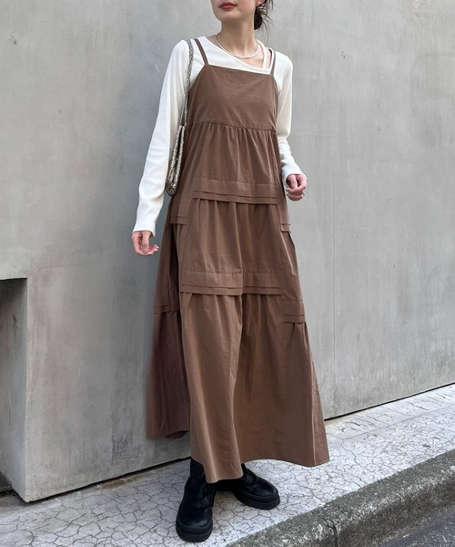 CIAOPANIC TYPY（チャオパニックティピー）の「【WEB限定】ランダムタック2WAYティアードキャミワンピース（ワンピース・レディース・ブラック/ホワイト/ブラウン・ONE SIZE）」の9枚目の写真