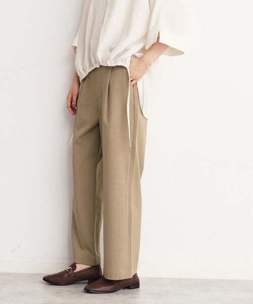 THE SHOP TK （ザ ショップ ティーケー ）の「◆【美脚・細見え/セットUP可】ツイル＆シャンブレーワイドパンツ/洗える（その他パンツ・レディース・ベージュ/ネイビー/チャコールグレー/ブラック・11/12/13）」の5枚目の写真