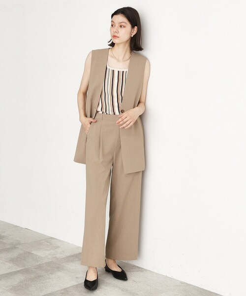 THE SHOP TK （ザ ショップ ティーケー ）の「◆【美脚・細見え/セットUP可】ツイル＆シャンブレーワイドパンツ/洗える（その他パンツ・レディース・ベージュ/ネイビー/チャコールグレー/ブラック・11/12/13）」の6枚目の写真
