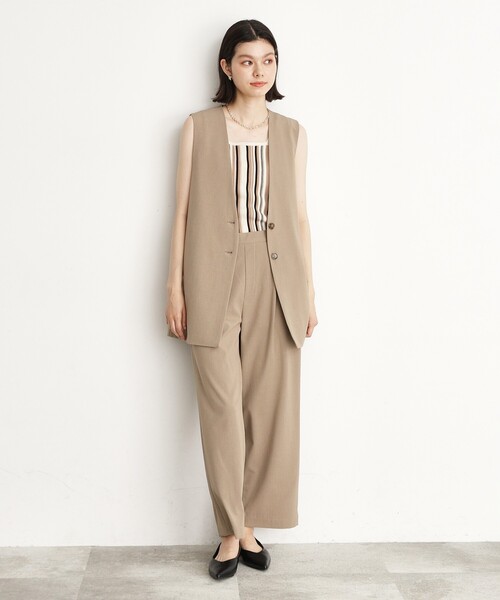 THE SHOP TK （ザ ショップ ティーケー ）の「◆【美脚・細見え/セットUP可】ツイル＆シャンブレーワイドパンツ/洗える（その他パンツ・レディース・ベージュ/ネイビー/チャコールグレー/ブラック・11/12/13）」の7枚目の写真