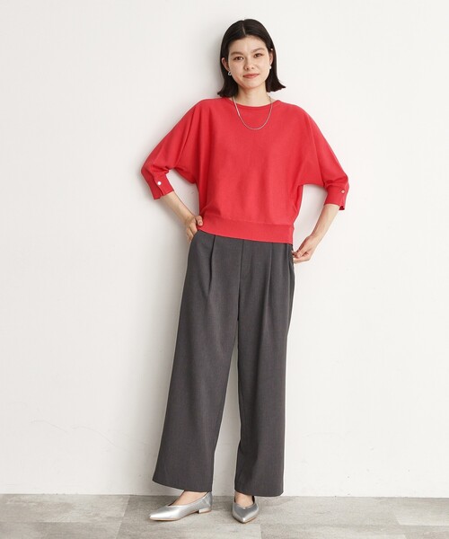 THE SHOP TK （ザ ショップ ティーケー ）の「◆【美脚・細見え/セットUP可】ツイル＆シャンブレーワイドパンツ/洗える（その他パンツ・レディース・ベージュ/ネイビー/チャコールグレー/ブラック・11/12/13）」の8枚目の写真