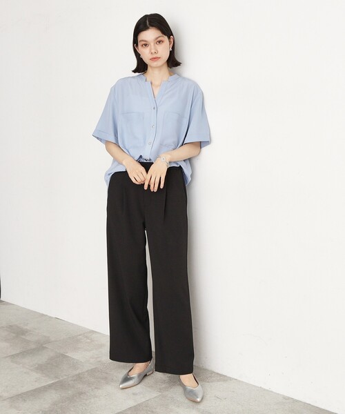 THE SHOP TK （ザ ショップ ティーケー ）の「◆【美脚・細見え/セットUP可】ツイル＆シャンブレーワイドパンツ/洗える（その他パンツ・レディース・ベージュ/ネイビー/チャコールグレー/ブラック・11/12/13）」の10枚目の写真