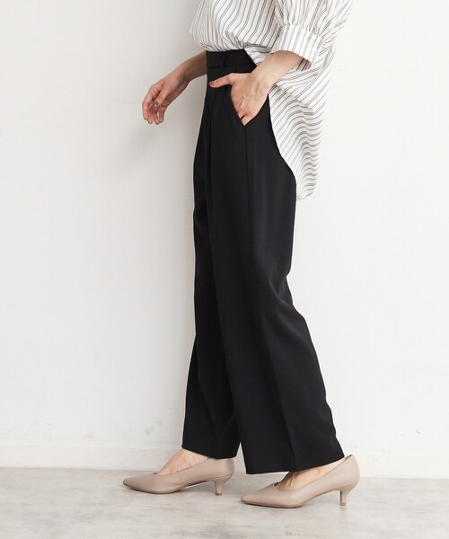 THE SHOP TK （ザ ショップ ティーケー ）の「◆【美脚・細見え/セットUP可】ツイル＆シャンブレーワイドパンツ/洗える（その他パンツ・レディース・ベージュ/ネイビー/チャコールグレー/ブラック・11/12/13）」の19枚目の写真