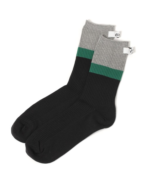 BAYFLOW(ベイフロー)の「カラー切り替えリブソックス(ソックス/靴下・レディース・ブラック/ベージュ/グレー/オフホワイト・FREE)」の2枚目の写真