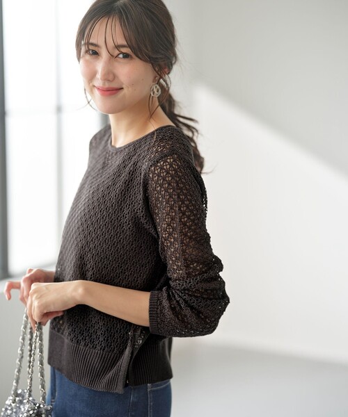 ANY SIS（エニィスィス）の「【2SET】メッシュニット セット（ニット/セーター・レディース・グレー系/ベージュ系/カーキ系・0）」の4枚目の写真