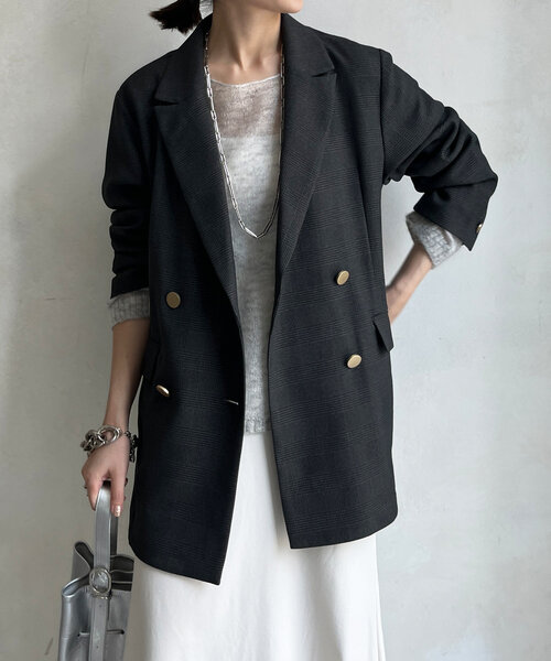 DouDou（ドゥドゥ）の「チェックダブルジャケット（テーラード