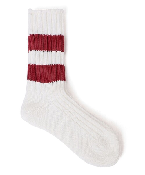 SHIPS any（シップス エニィ）の「OBSCURE SOCKS: MAGNOLIA ライン リブ ソックス（ソックス/靴下・レディース・ホワイト/ブラウン/グリーン・ONE SIZE）」の2枚目の写真