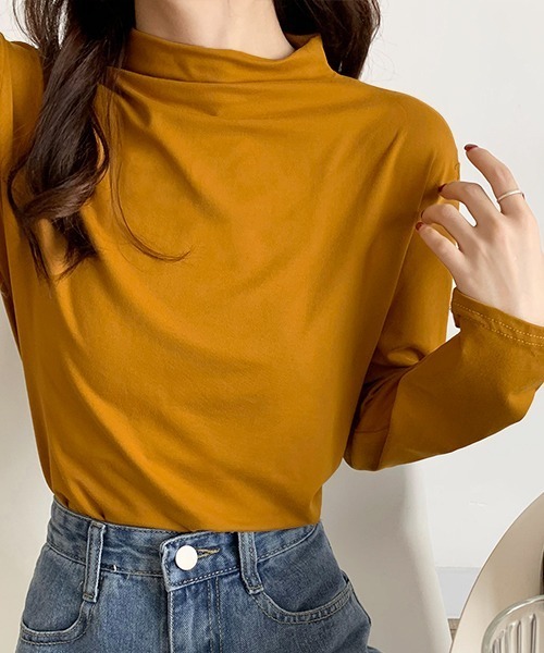 ad thie(アドティエ)の「ベーシック・カラー豊富 ハイネックトップス(Tシャツ/カットソー・レディース・チャコール/ブラック/ブルーグレー/ピンクベージュ/ホワイト/ピンク/ライトグリーン/キャメル・FREE)」の19枚目の写真