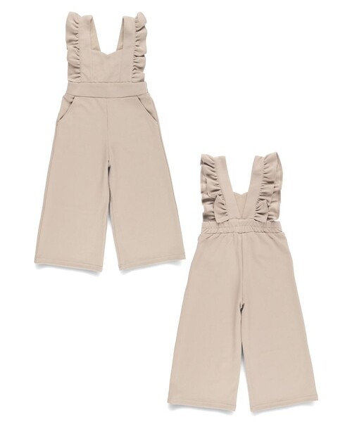 BRANSHES（ブランシェス）の「【プチレディ】ニットカルゼフリルサロペット（つなぎ/オールインワン・キッズ・ベージュ/ブラック・120/110/100/140/130/150/90）」の9枚目の写真