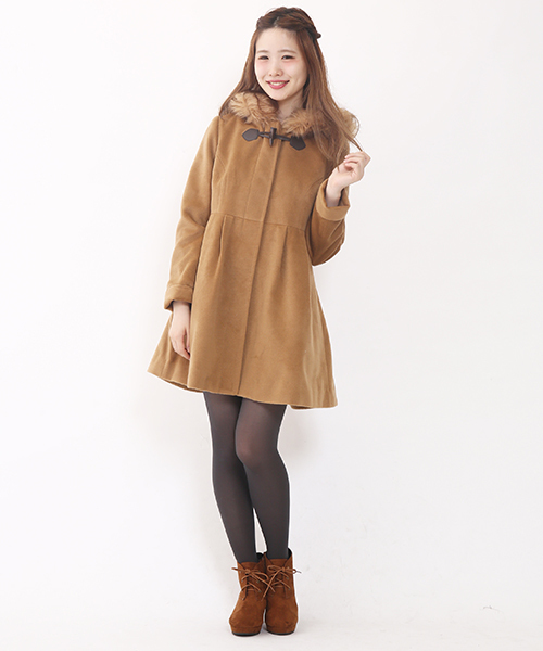 one after another NICE CLAUP（ワンアフターアナザーナイスクラップ）の「【ナイスクラップ】レディダッフルコート（ダッフルコート・レディース・キャメル/チャコールグレー/アイボリー・MEDIUM/LARGE）」の3枚目の写真