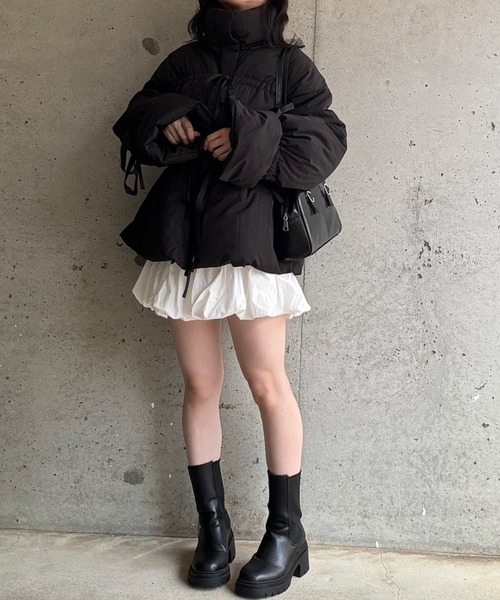 merrylatte(メリーラテ)の「リボンギャザーバルーンスカート(スカート・レディース・ブラック/ホワイト・MEDIUM)」の10枚目の写真