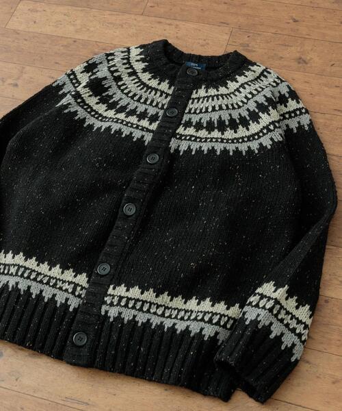 ITEMS URBANRESEARCH(アイテムズ アーバンリサーチ)の「マシンウォッシャブル求心柄ネップニットカーディガン(ニット/セーター・メンズ・アイボリー/ブラック・MEDIUM/LARGE)」の1枚目の写真