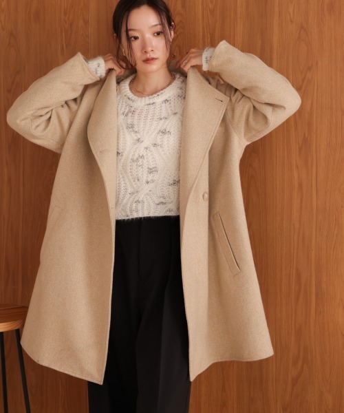 Bab（バブ）の「スタンドカラーライトアウター（ステンカラーコート・レディース・ブラック/ベージュ・M）」の16枚目の写真
