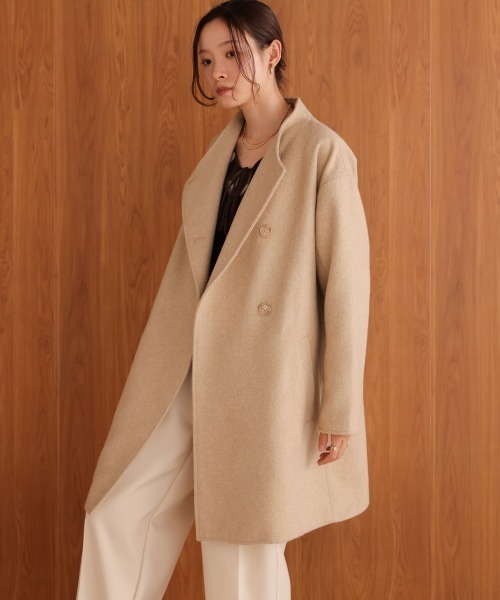 Bab（バブ）の「スタンドカラーライトアウター（ステンカラーコート・レディース・ブラック/ベージュ・M）」の17枚目の写真