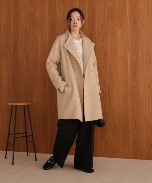 Bab（バブ）の「スタンドカラーライトアウター（ステンカラーコート・レディース・ブラック/ベージュ・M）」の18枚目の写真