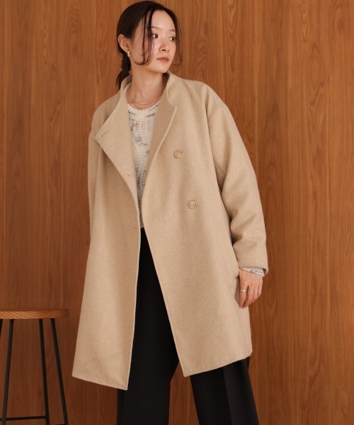 Bab（バブ）の「スタンドカラーライトアウター（ステンカラーコート・レディース・ブラック/ベージュ・M）」の19枚目の写真