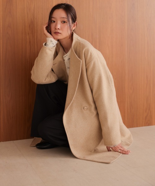 Bab（バブ）の「スタンドカラーライトアウター（ステンカラーコート・レディース・ブラック/ベージュ・M）」の20枚目の写真