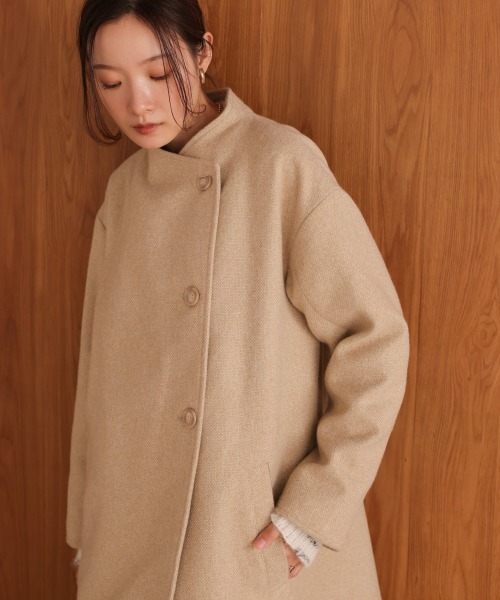 Bab（バブ）の「スタンドカラーライトアウター（ステンカラーコート・レディース・ブラック/ベージュ・M）」の22枚目の写真