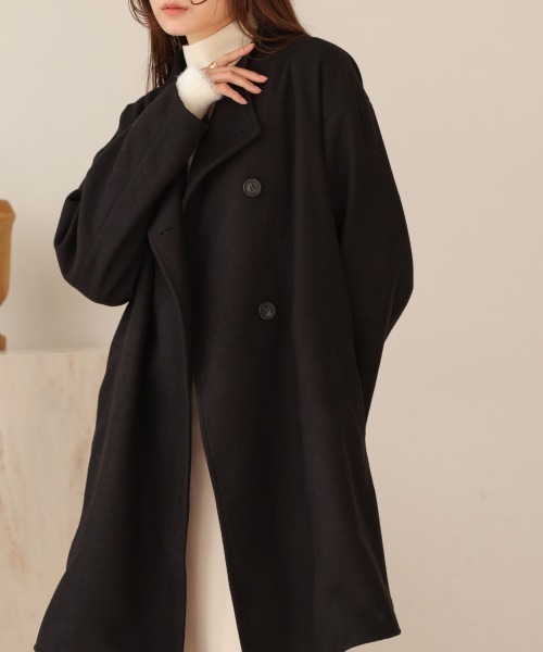 Bab（バブ）の「スタンドカラーライトアウター（ステンカラーコート・レディース・ブラック/ベージュ・M）」の3枚目の写真