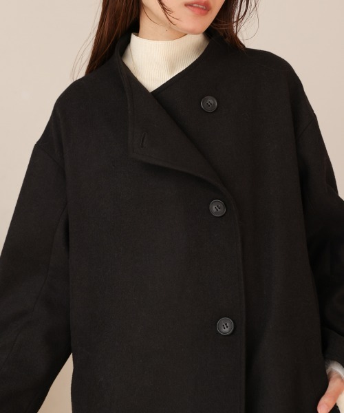 Bab（バブ）の「スタンドカラーライトアウター（ステンカラーコート・レディース・ブラック/ベージュ・M）」の6枚目の写真