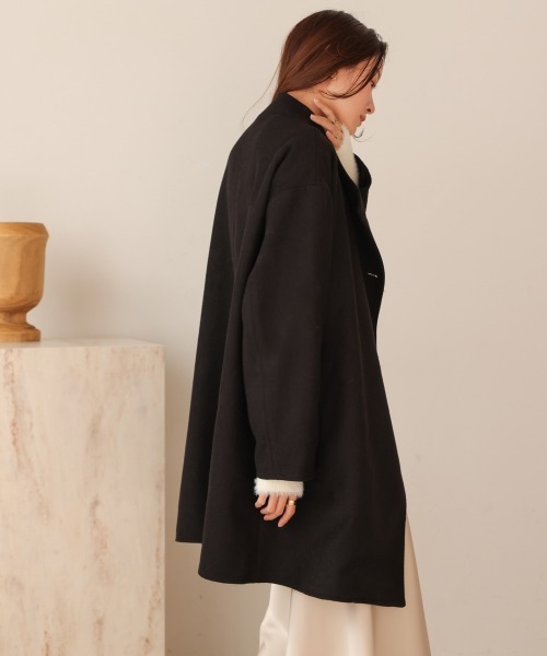Bab（バブ）の「スタンドカラーライトアウター（ステンカラーコート・レディース・ブラック/ベージュ・M）」の9枚目の写真