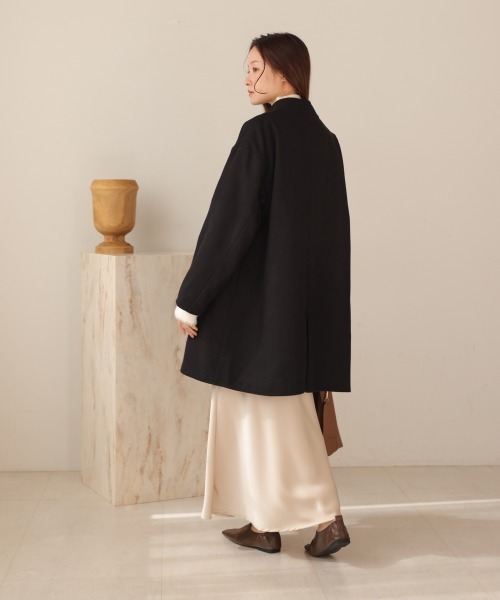 Bab（バブ）の「スタンドカラーライトアウター（ステンカラーコート・レディース・ブラック/ベージュ・M）」の11枚目の写真