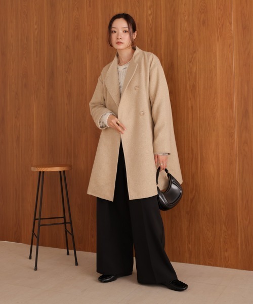 Bab（バブ）の「スタンドカラーライトアウター（ステンカラーコート・レディース・ブラック/ベージュ・M）」の13枚目の写真