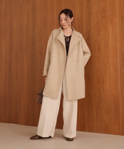Bab（バブ）の「スタンドカラーライトアウター（ステンカラーコート・レディース・ブラック/ベージュ・M）」の14枚目の写真