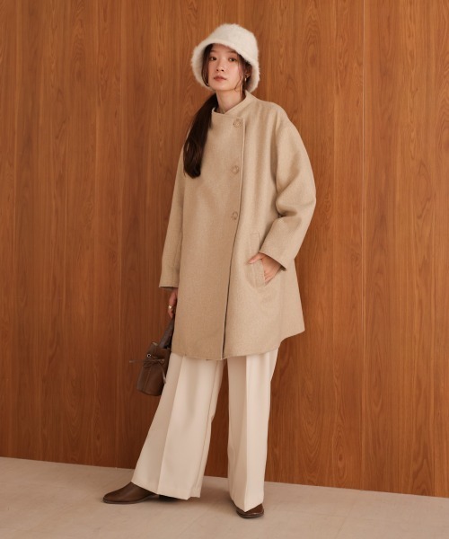 Bab（バブ）の「スタンドカラーライトアウター（ステンカラーコート・レディース・ブラック/ベージュ・M）」の15枚目の写真