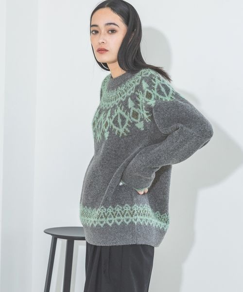 JEANASIS（ジーナシス）の「7Gラメフェアアイルプルオーバー/248221（ニット/セーター・レディース・ブラック系その他/グレー系その他/ライトグレー系・FREE）」の17枚目の写真