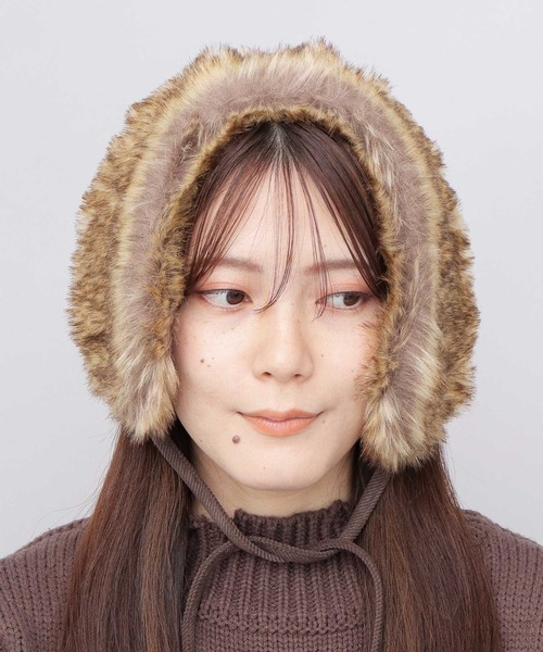 セール】ミックスファー 2WAY ボンネット（耳当て・ネックウォーマー