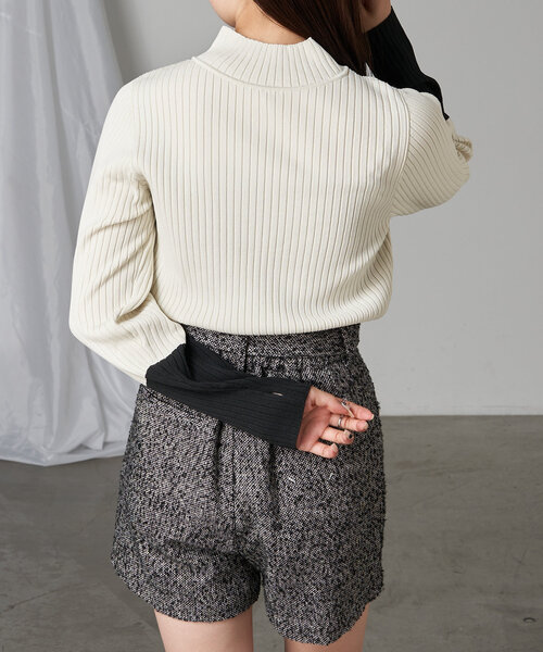 RAY CASSIN（レイカズン）の「ハイネック袖配色リブニット（ニット/セーター・レディース・グレー系その他2/オレンジ/ブラック/アイボリー・FREE）」の6枚目の写真