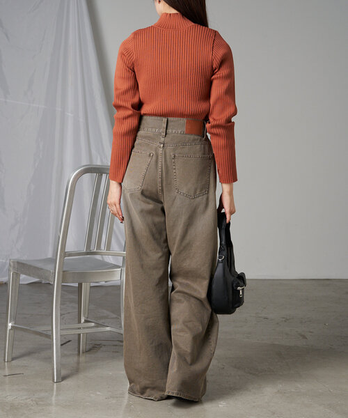 RAY CASSIN（レイカズン）の「ハイネック袖配色リブニット（ニット/セーター・レディース・グレー系その他2/オレンジ/ブラック/アイボリー・FREE）」の18枚目の写真