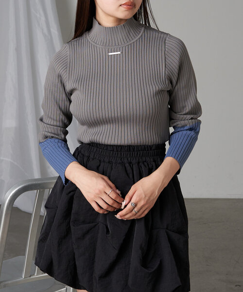 RAY CASSIN（レイカズン）の「ハイネック袖配色リブニット（ニット/セーター・レディース・グレー系その他2/オレンジ/ブラック/アイボリー・FREE）」の19枚目の写真