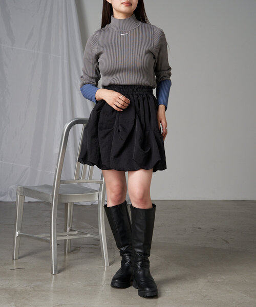 RAY CASSIN（レイカズン）の「ハイネック袖配色リブニット（ニット/セーター・レディース・グレー系その他2/オレンジ/ブラック/アイボリー・FREE）」の22枚目の写真