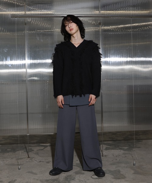FOLLOWIN（フォロウィン）の「[UNISEX]サイドレイヤードラップスカートスラックスワイドパンツ（スラックス・レディース・バーガンディー/チャコール/ブラック・SMALL/MEDIUM/LARGE）」の20枚目の写真