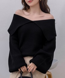 DAY CLOSET | 【2WAY/オフショルダーでデコルテ綺麗見せ】大人っぽ長袖ボリューミーリブニットトップス(ニット/セーター)
