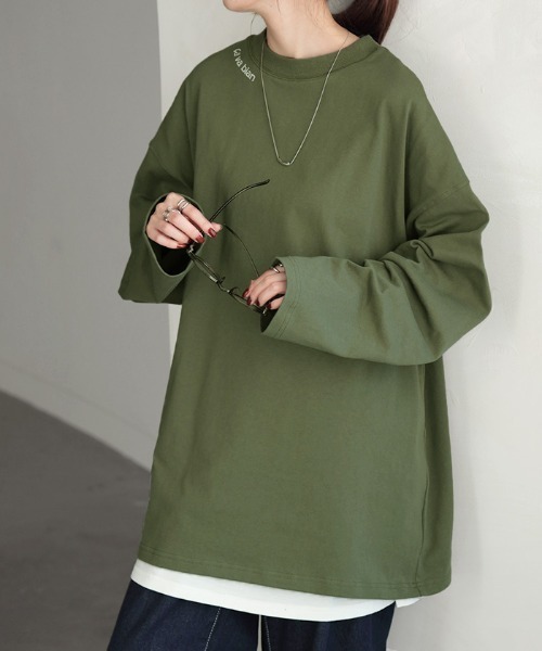 HUG.U(ハグユー)の「バックプリント 綿100%ロンT(Tシャツ/カットソー・レディース・ブラック/グレイッシュベージュ/カーキ/ライトグレー/ダークグレー・FREE)」の8枚目の写真