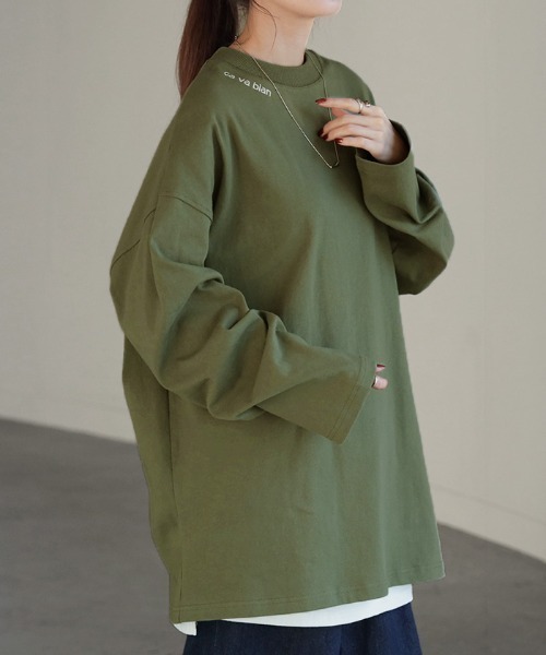 HUG.U(ハグユー)の「バックプリント 綿100%ロンT(Tシャツ/カットソー・レディース・ブラック/グレイッシュベージュ/カーキ/ライトグレー/ダークグレー・FREE)」の9枚目の写真