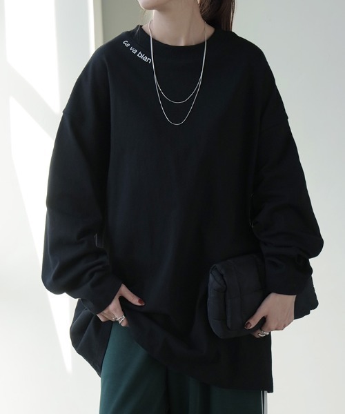 HUG.U(ハグユー)の「バックプリント 綿100%ロンT(Tシャツ/カットソー・レディース・ブラック/グレイッシュベージュ/カーキ/ライトグレー/ダークグレー・FREE)」の22枚目の写真