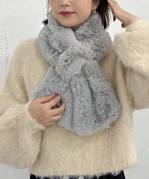 archives（アルシーヴ）の「もこもこティペット（マフラー・レディース・ベージュ/グレー/オフホワイト・FREE）」の12枚目の写真