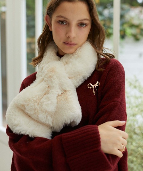 archives（アルシーヴ）の「もこもこティペット（マフラー・レディース・ベージュ/グレー/オフホワイト・FREE）」の4枚目の写真