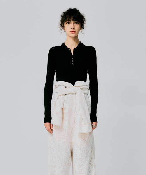 led.tokyo（レッドトウキョウ）の「【led.tokyo】リブニットボディスーツ（ニット/セーター・レディース・レッド/ブラック・FREE）」の3枚目の写真