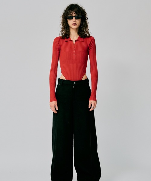 led.tokyo（レッドトウキョウ）の「【led.tokyo】リブニットボディスーツ（ニット/セーター・レディース・レッド/ブラック・FREE）」の10枚目の写真