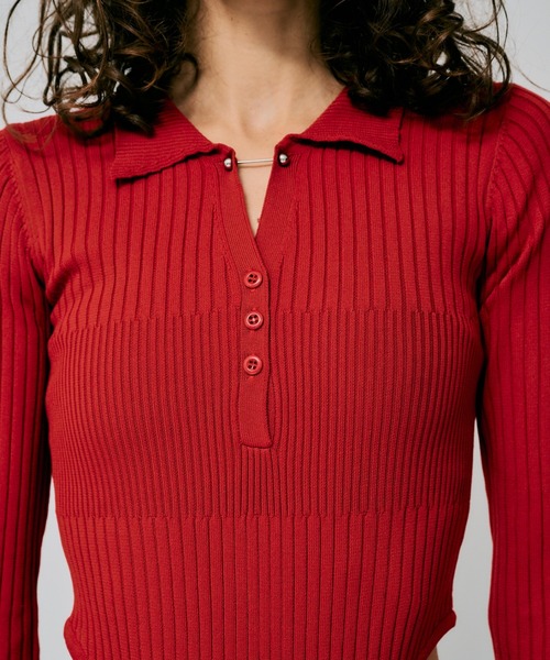 led.tokyo（レッドトウキョウ）の「【led.tokyo】リブニットボディスーツ（ニット/セーター・レディース・レッド/ブラック・FREE）」の13枚目の写真
